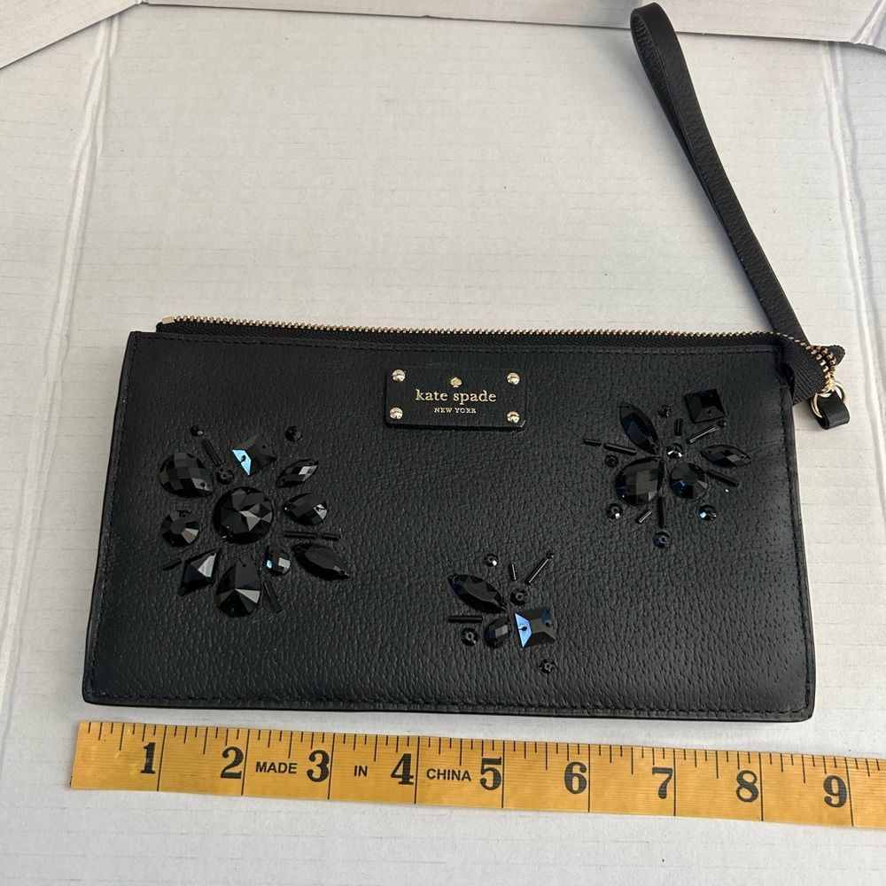 Kate Spade Black Gem-Studded Jeweled Wallet Clutch - Picture 11 of 13